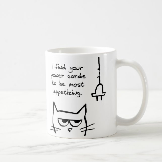 Le chat aime des cordons de secteur - tasse drôle (Droite)