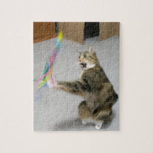 Le chat attaque le puzzle de teaser