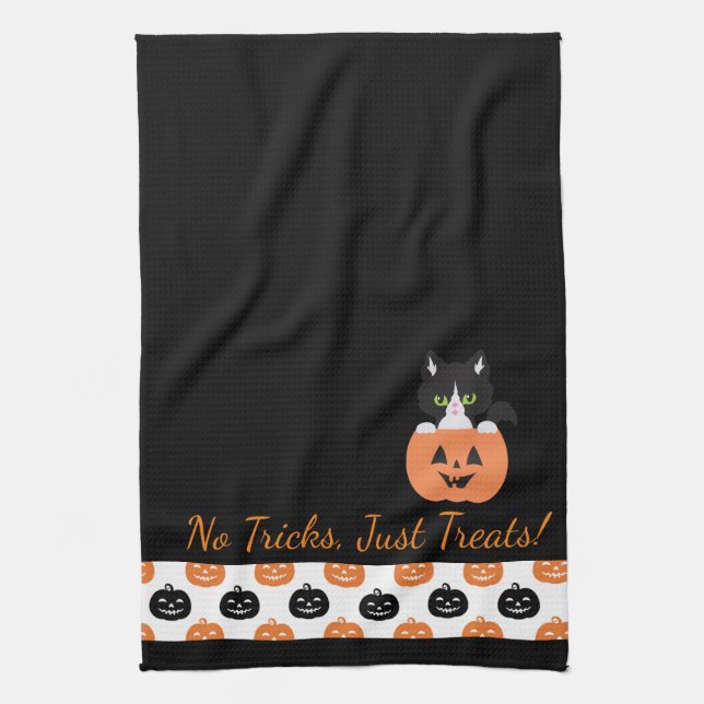 Le Chat Dans La Serviette De Cuisine Citrouille (Vertical)