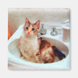 Le chat de l'impressionniste dans un aimant pour l