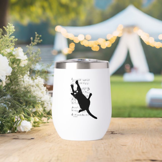 Le chat est suspendu à des notes de musique (Mariage (pivoté))
