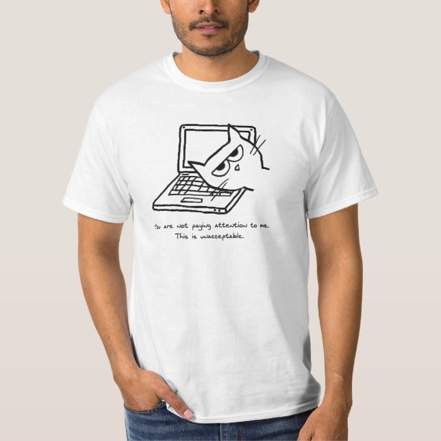 Le chat fâché exige l'attention - T-shirt drôle de (Devant)