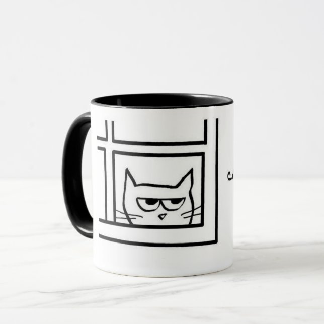 Le chat fâché voit un autre chat - tasse de café (Devant gauche)