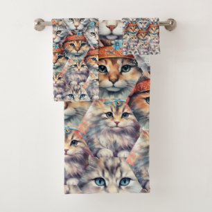 Le chat fait face au Motif Hexagon