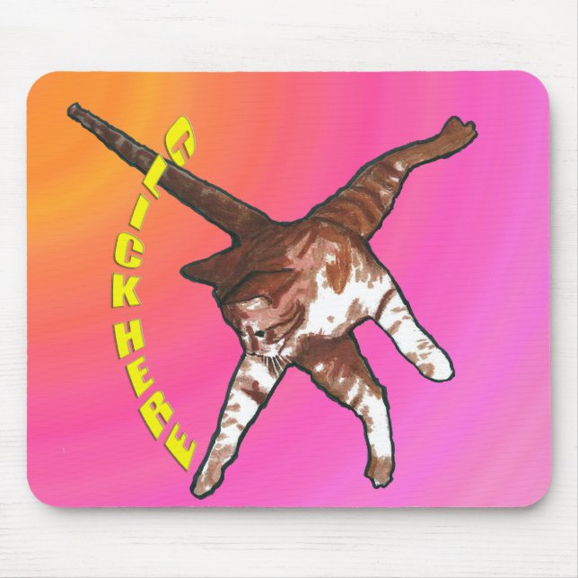 Le chat indique cliquent sur ici ! Tapis de souris (Devant)