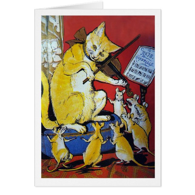 Le chat jaune joue le violon pour les rats heureux (Devant)