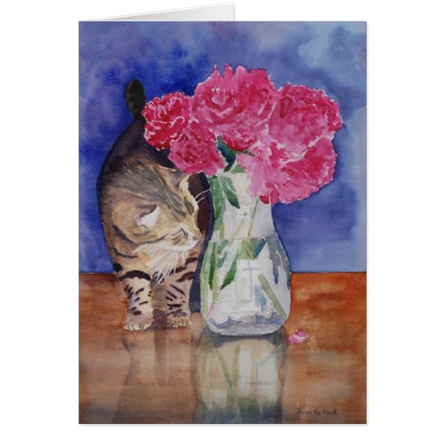 Le chat juste doit sentir les belles pivoines (Devant)