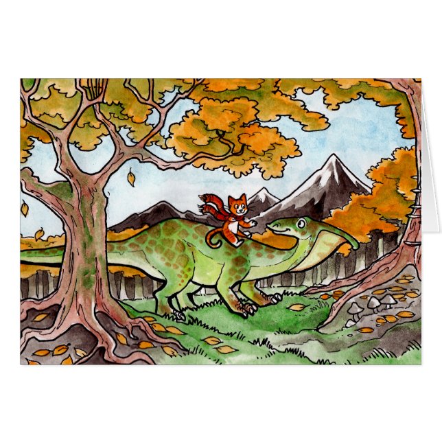 Le chat monte un dinosaure (Devant horizontal)