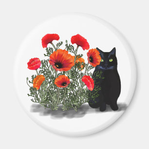 Le chat noir avec le Magnet des papillons