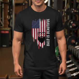 Le Chauve Est Beau Drapeau Américain T-Shirt Homme