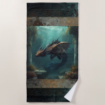 "Le Chercheur" serviette de plage au dragon sous-m