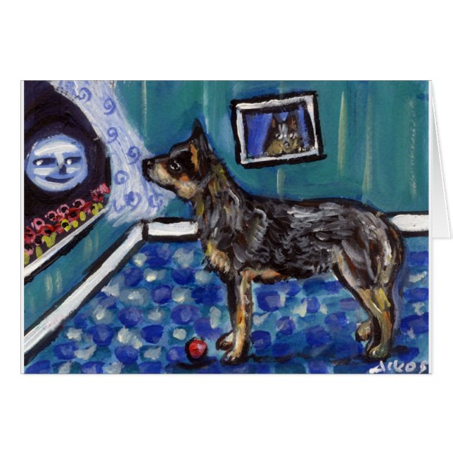 Le chien australien de bétail voit la lune de (Devant horizontal)