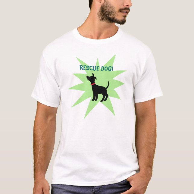 Le chien de délivrance adaptent le T-shirt noir (Devant)