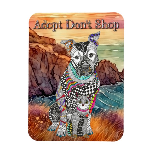 Le chien et le chat adoptent Don't Shop Magnet (Vertical)