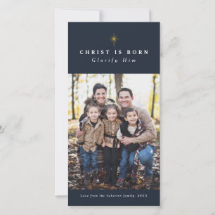 Le Christ est né carte de Noël photo religieuse