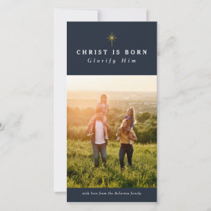 Le Christ est né carte de Noël photo religieuse