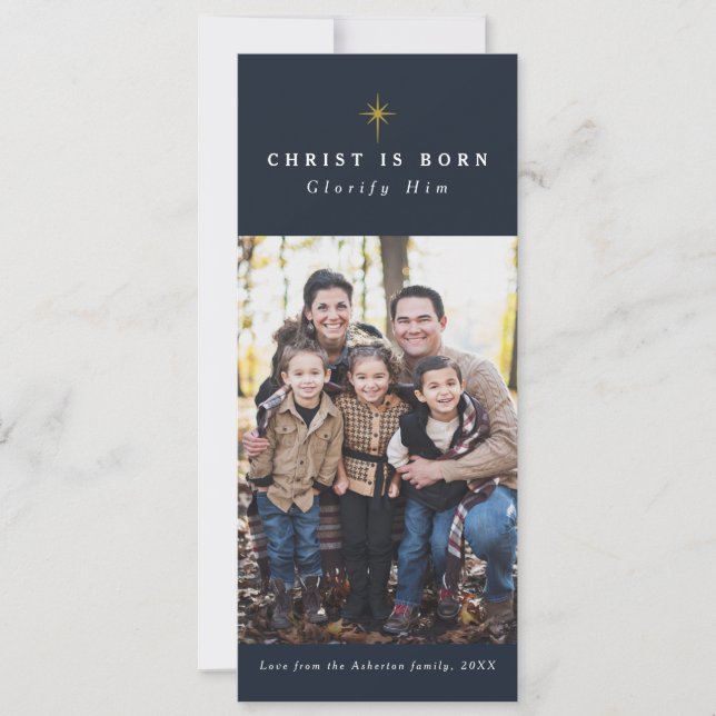 Le Christ est né carte photo de Noël religieuse (Devant)