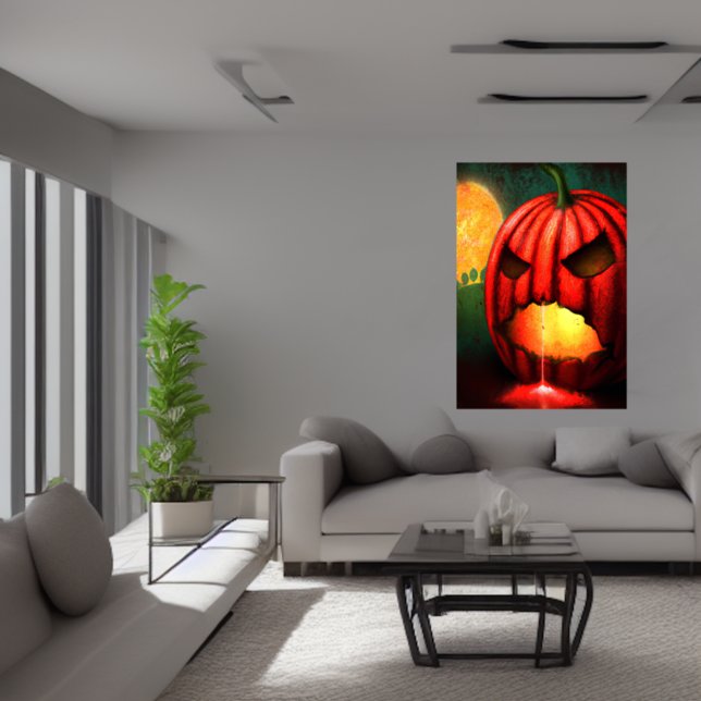 Le Citrouille d'horreur rouge | AI Art Poster (Créateur téléchargé)