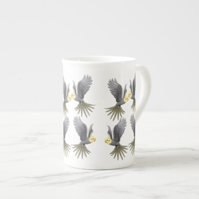 Le Cockatiel de vol Parrots la tasse de porcelaine (Devant droit)