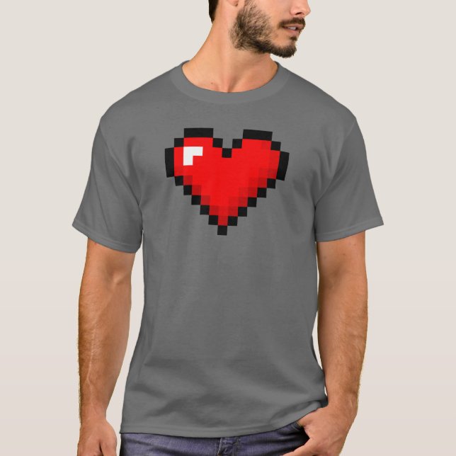 Le coeur à 8 bits des hommes : Rétro T-shirt (Devant)