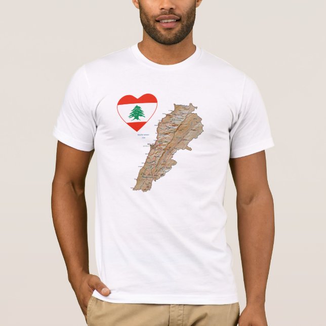 Le Coeur du drapeau libanais et T-shirt (Devant)