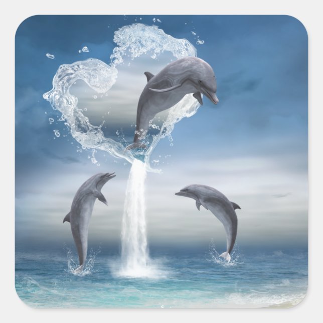 Le coeur du Sticker des dauphins (Devant)