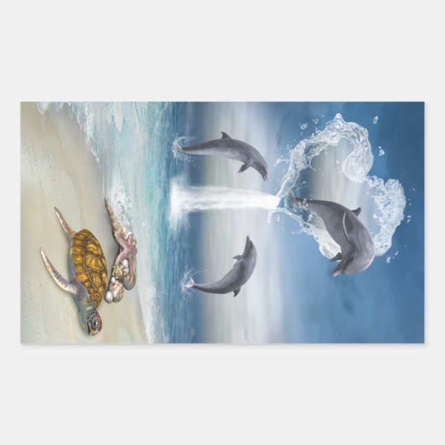 Le coeur du Sticker des dauphins (Devant)