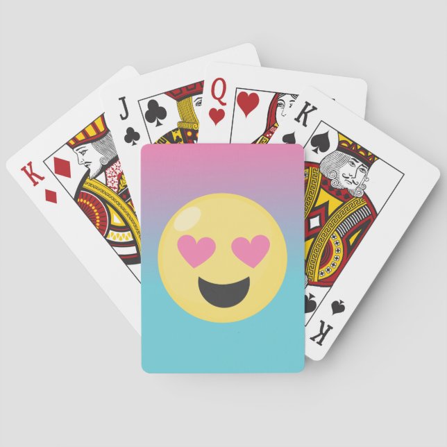 Le coeur observe des cartes de jeu d'Emoji (dos)