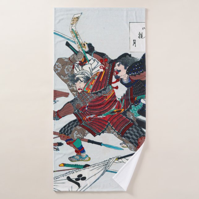 Le combat des samouraïs en armure, Tsukioka Yoshit (Serviette de bain)