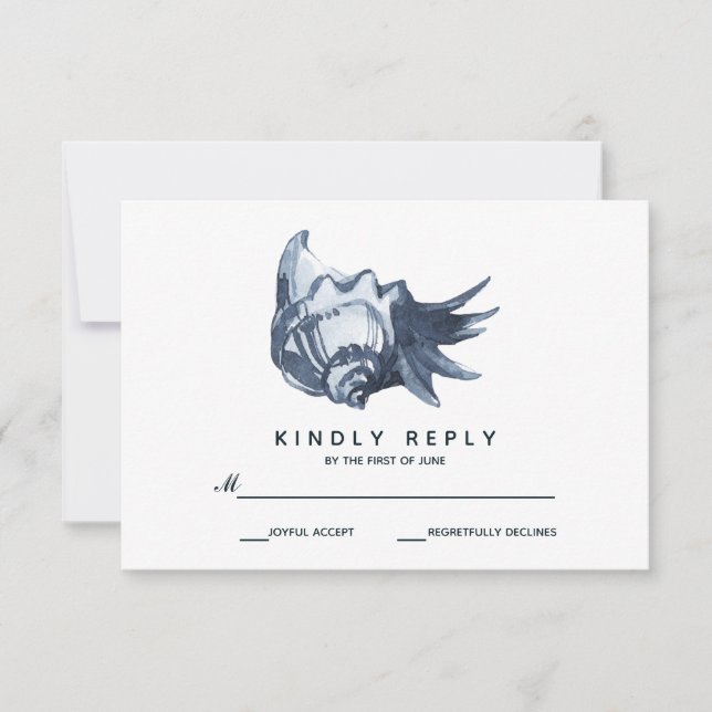 Le coquillage bleu | Mariage RSVP (Devant)