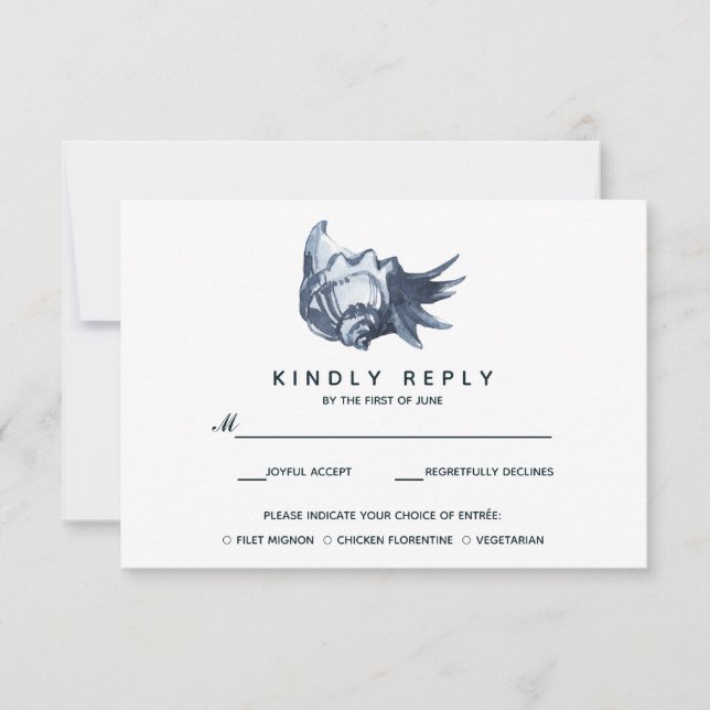 Le coquillage bleu | Mariage RSVP avec choix de re (Devant)