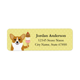 Le corgi renvoie des étiquettes de adresse