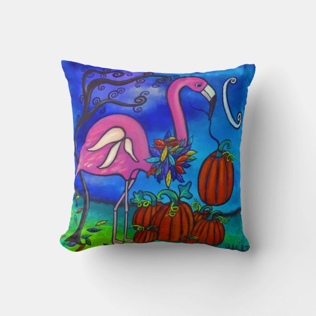 Le coussin de Flamant rose d'automne (Recto)