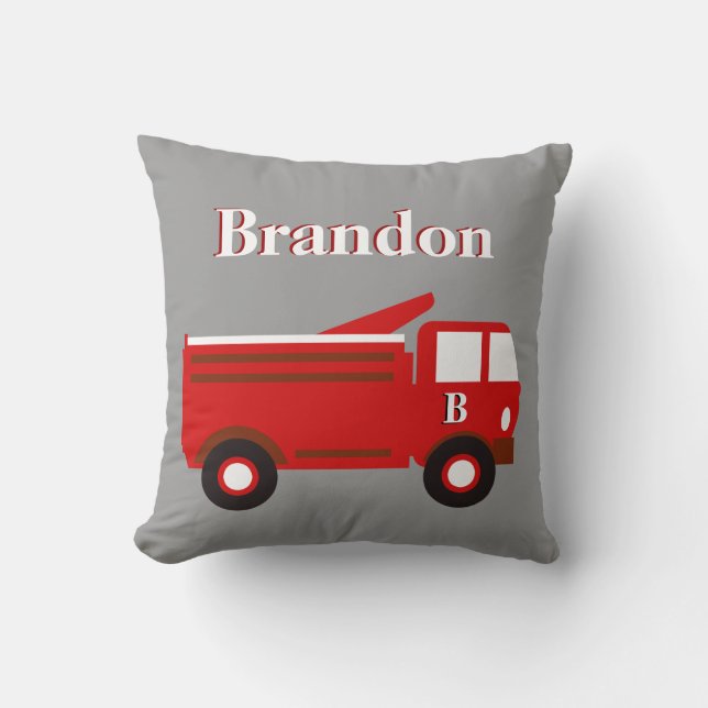 Le coussin du garçon mignon, Firetruck rouge sur (Recto)