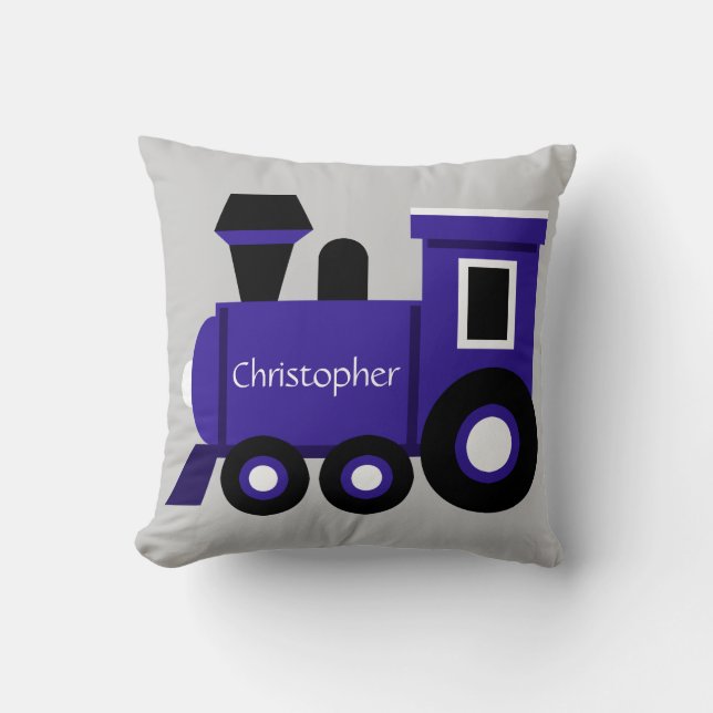 Le coussin du garçon mignon, train bleu avec le (Recto)