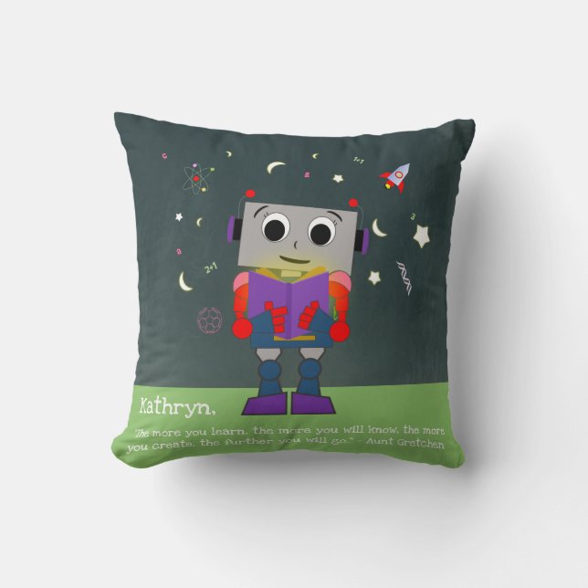 Le coussin vibrant de lecture de robot de fille (Recto)