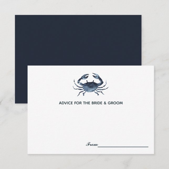 Le Crabe Bleu | Cartes de conseils de mariage (Devant / Derrière)