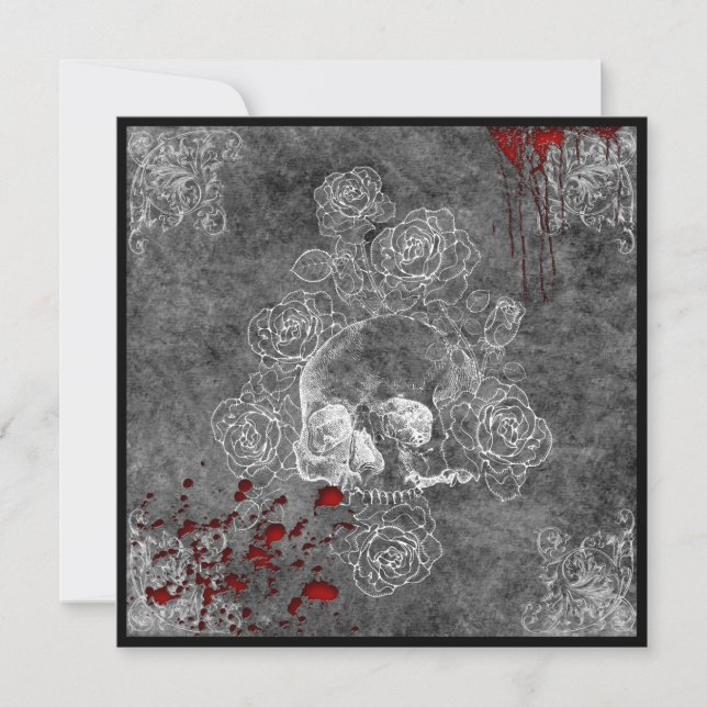 Le crâne de sang et Rose Horror Goth Mariage (Devant)