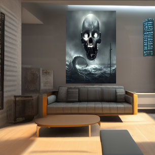 Le crâne et la mer AI Art Poster