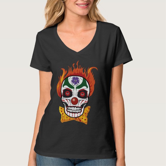 Le crâne mal Clown Demon T-shirt Top Gift Idea (Devant)