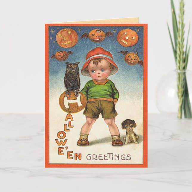 Le cru badine la carte de Halloween, le chat noir (Devant)