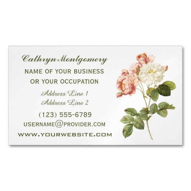 Le cru fleurit le carte de visite magnétique fait (devant)