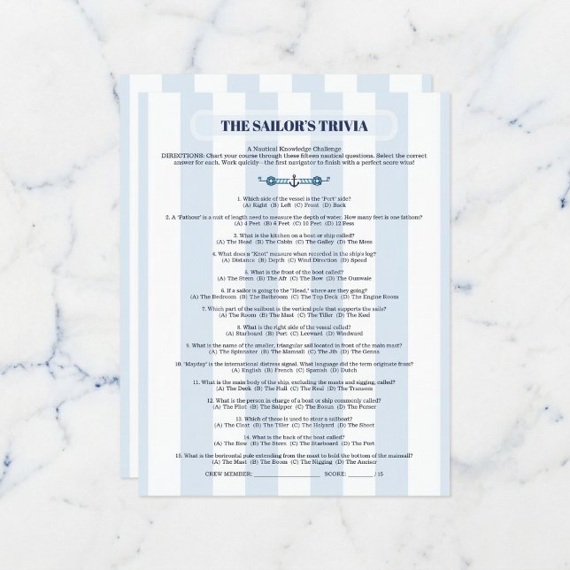 Le Défi de Culture Maritime du Marin (Fun for your marine crew.)