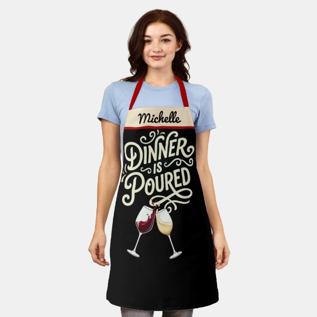 Le dîner est tablier versé - Cadeau de vin personn (Porté)