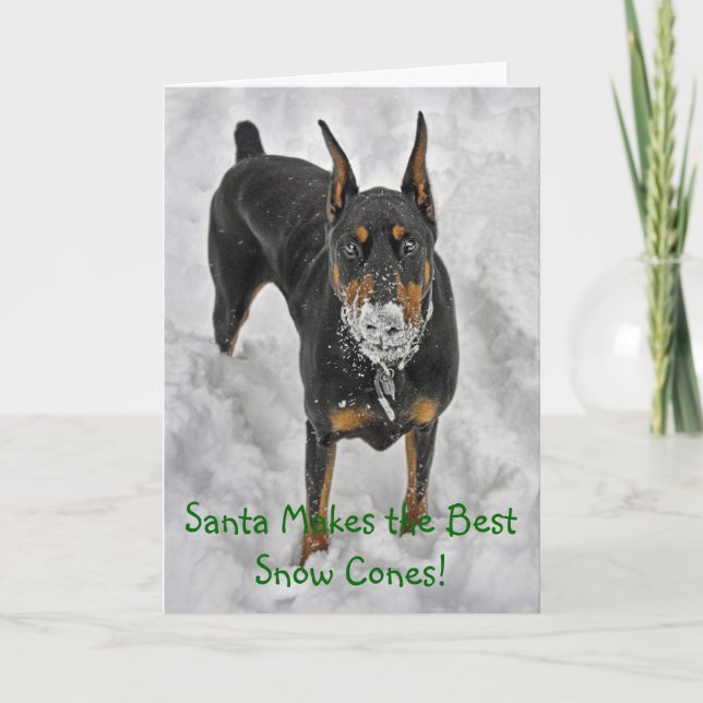 Le dobermann Père Noël fait la meilleure carte de (Devant)