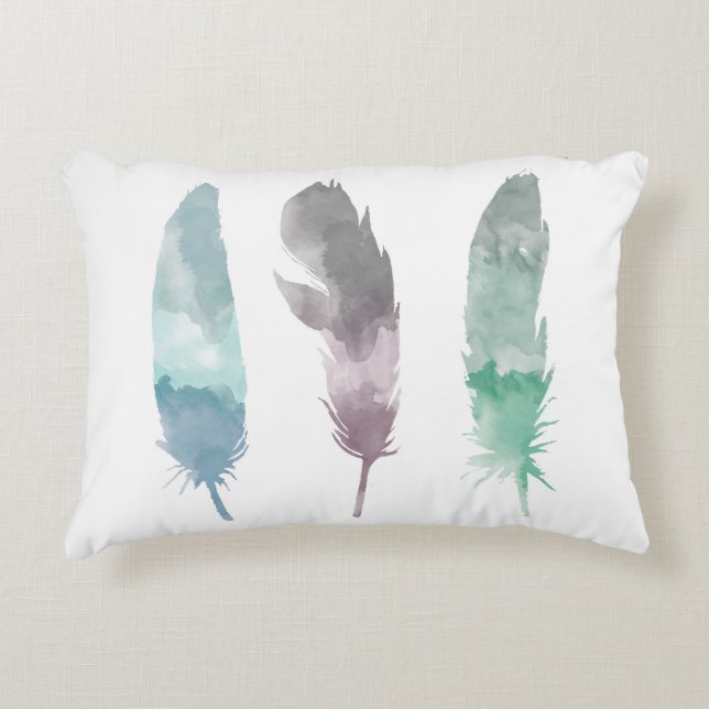 Le double de plume d'aquarelle a dégrossi coussin (Devant)