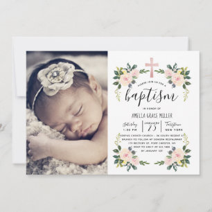Le doux rougissent invitation moderne florale de