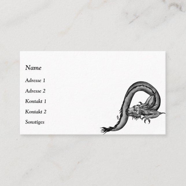 Le dragon chinois en Carte de visite tatouage (Devant)