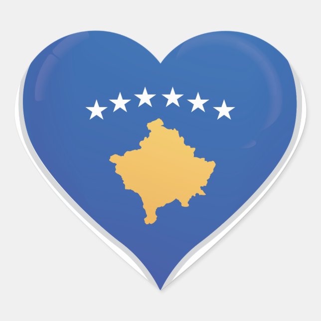 Le drapeau d'amour du Kosovo autocollant coeur de  (Devant)