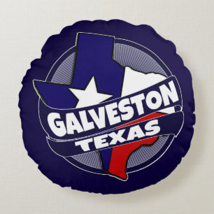 Le drapeau du Texas Galveston a éclaté coussin ron